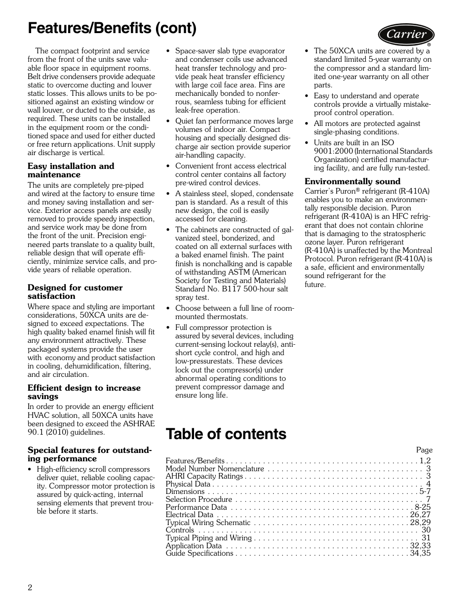 Carrier OMNIZONE 50XCA06-24 User Manual | Page 2 / 36