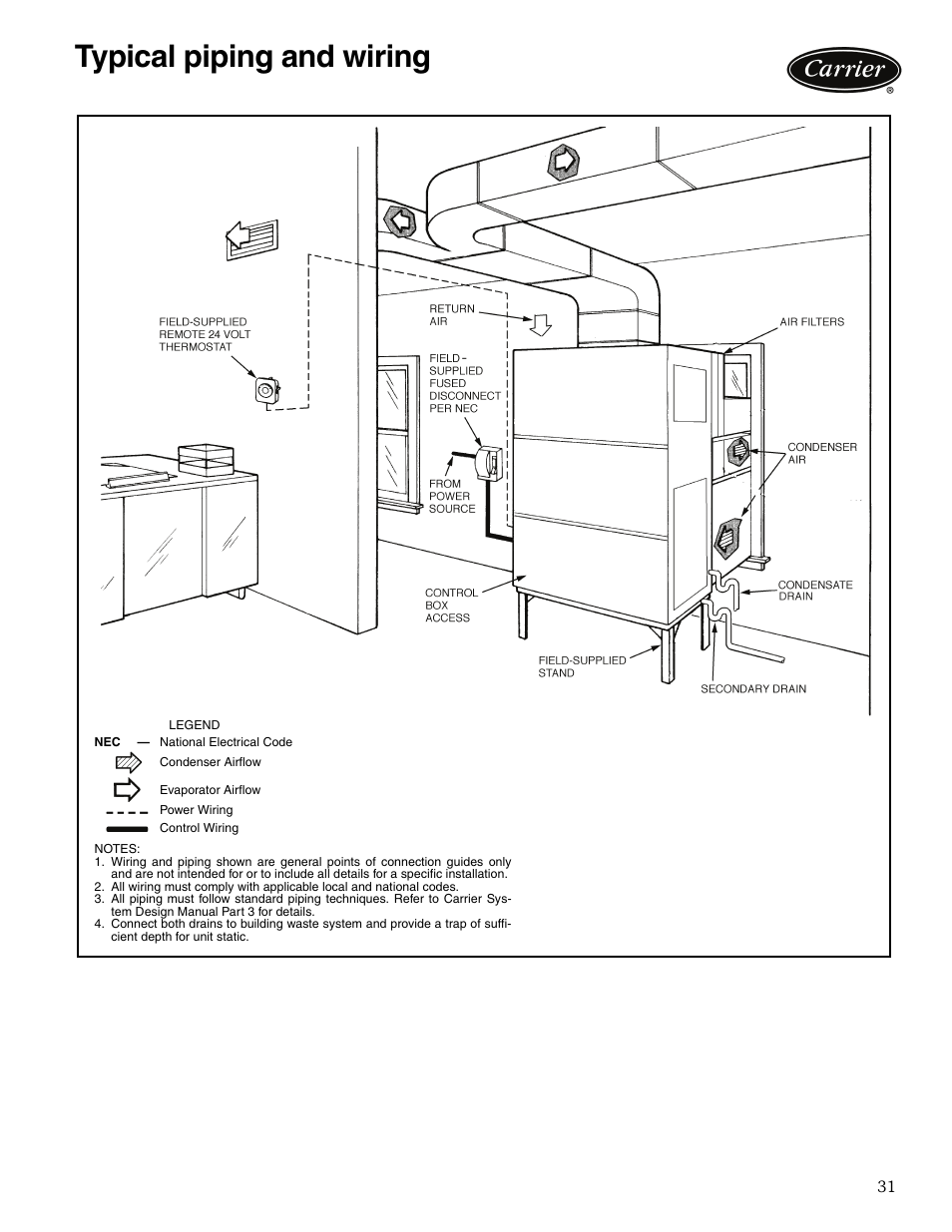 Typical piping and wiring | Carrier OMNIZONE 50XCA06-24 User Manual | Page 31 / 36
