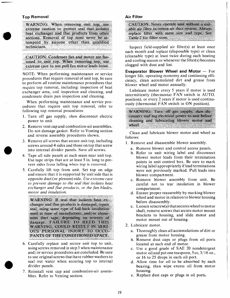 Top removal, Air filter | Carrier 48KH User Manual | Page 19 / 24