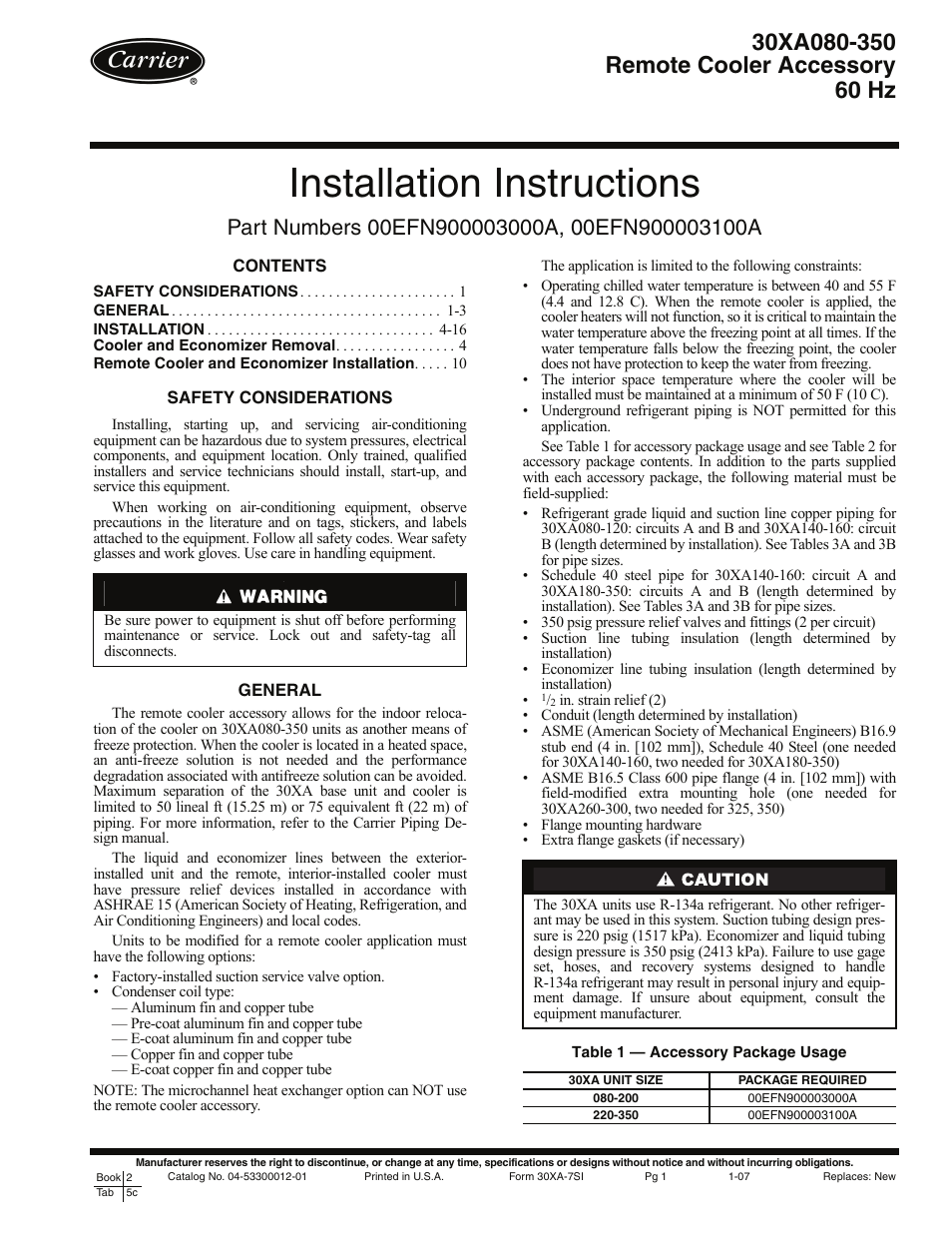 Carrier 00EFN900003000A User Manual | 16 pages