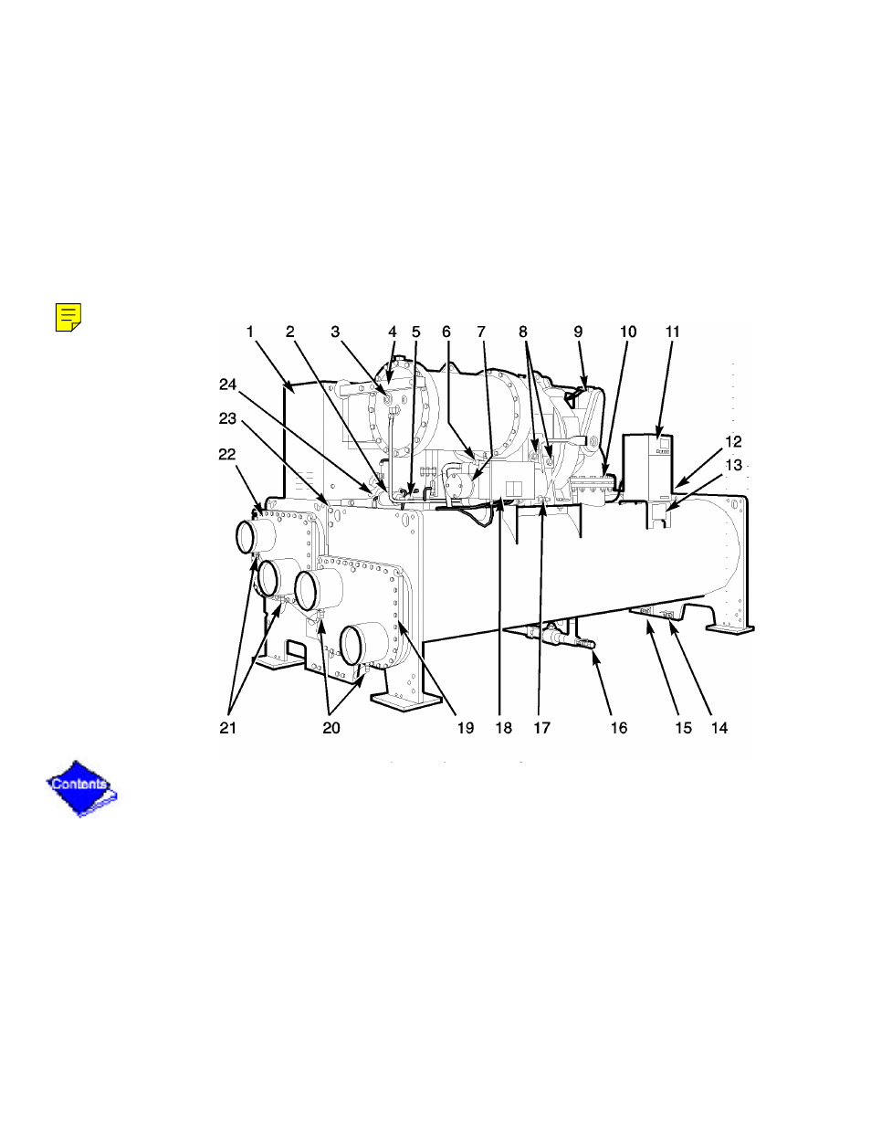 Figure 2b— typical 19xl components — design ii, Front view, Figure 2b | Carrier 19XL User Manual | Page 320 / 392