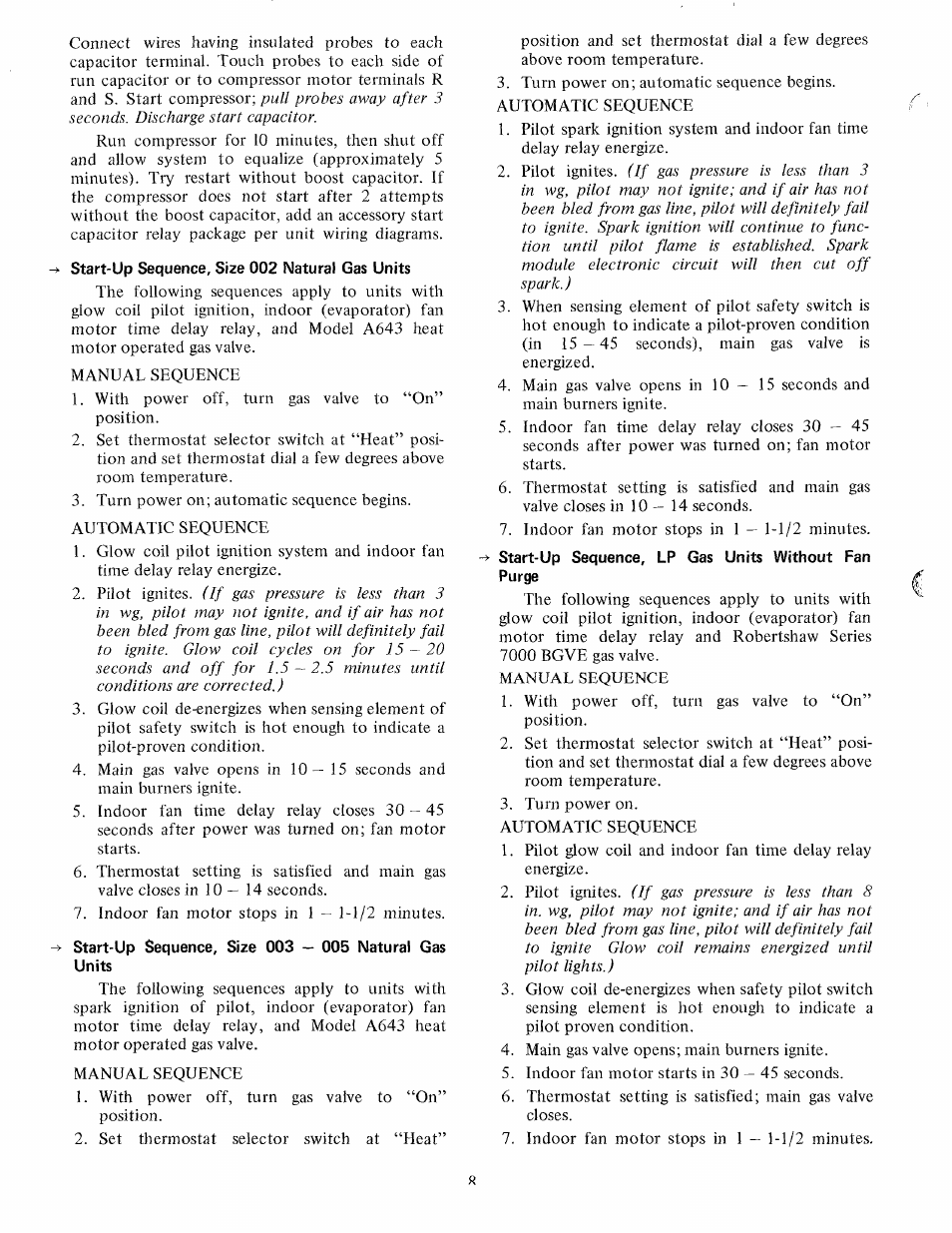 Start-up sequence, size 002 natural gas units | Carrier 48DH User Manual | Page 8 / 13