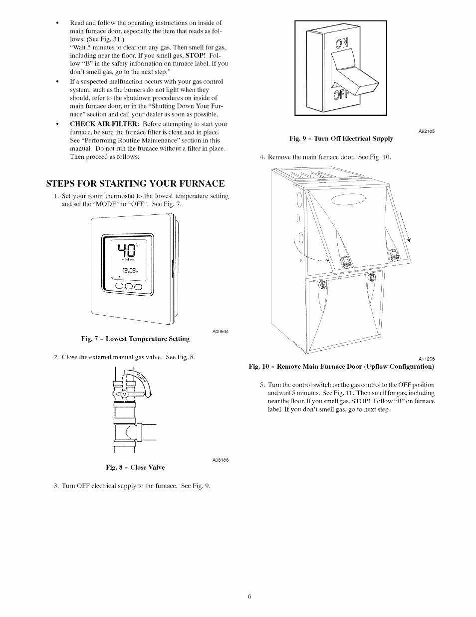 Steps for starting your furnace | Carrier Furnace User Manual | Page 20 / 56