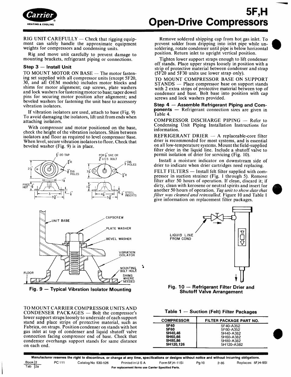 5f,h open-drive compressors | Carrier 5F User Manual | Page 10 / 40