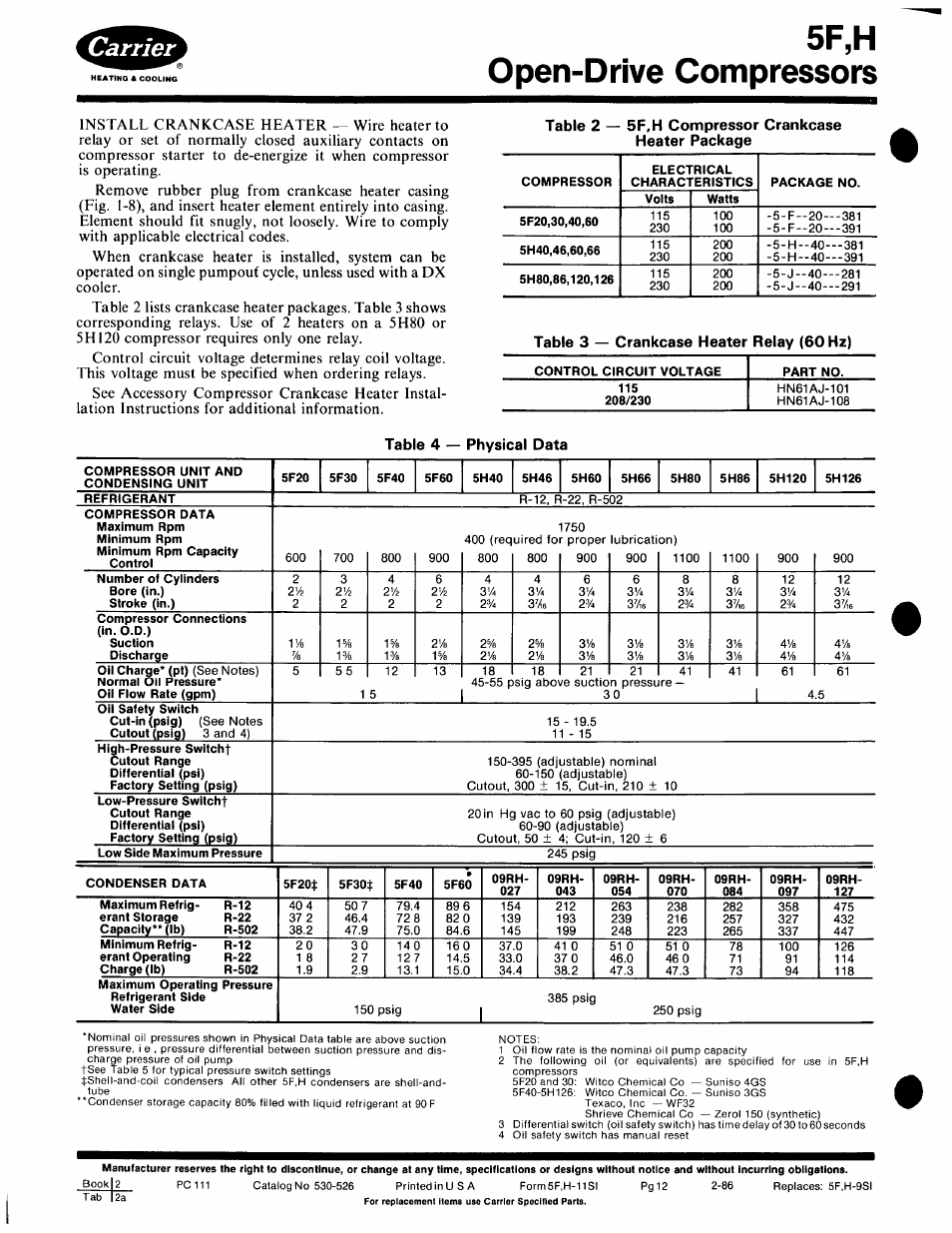 5f,h open-drive compressors | Carrier 5F User Manual | Page 12 / 40
