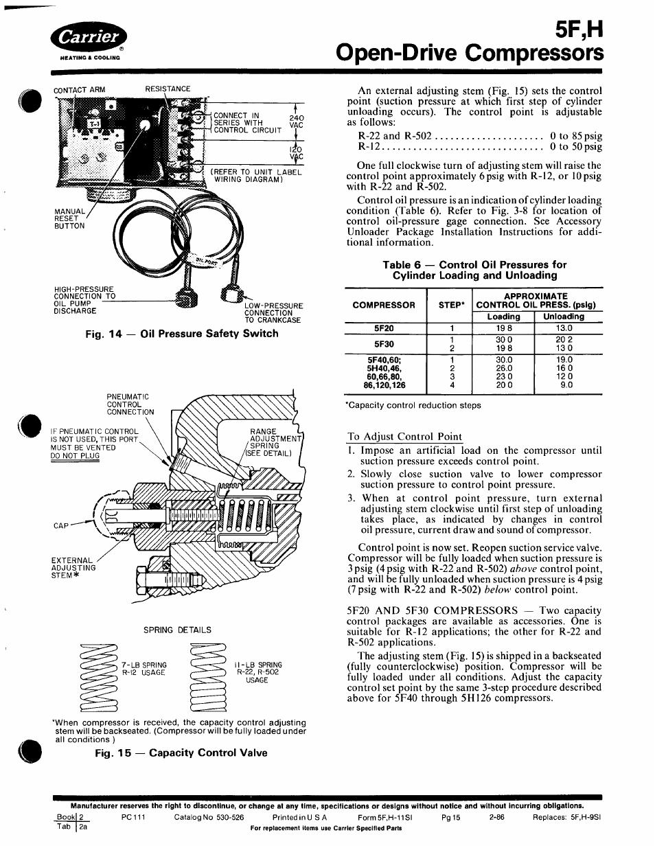 5f,h open-drive compressors | Carrier 5F User Manual | Page 15 / 40