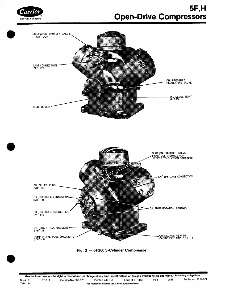 5f,h open-drive compressors | Carrier 5F User Manual | Page 3 / 40