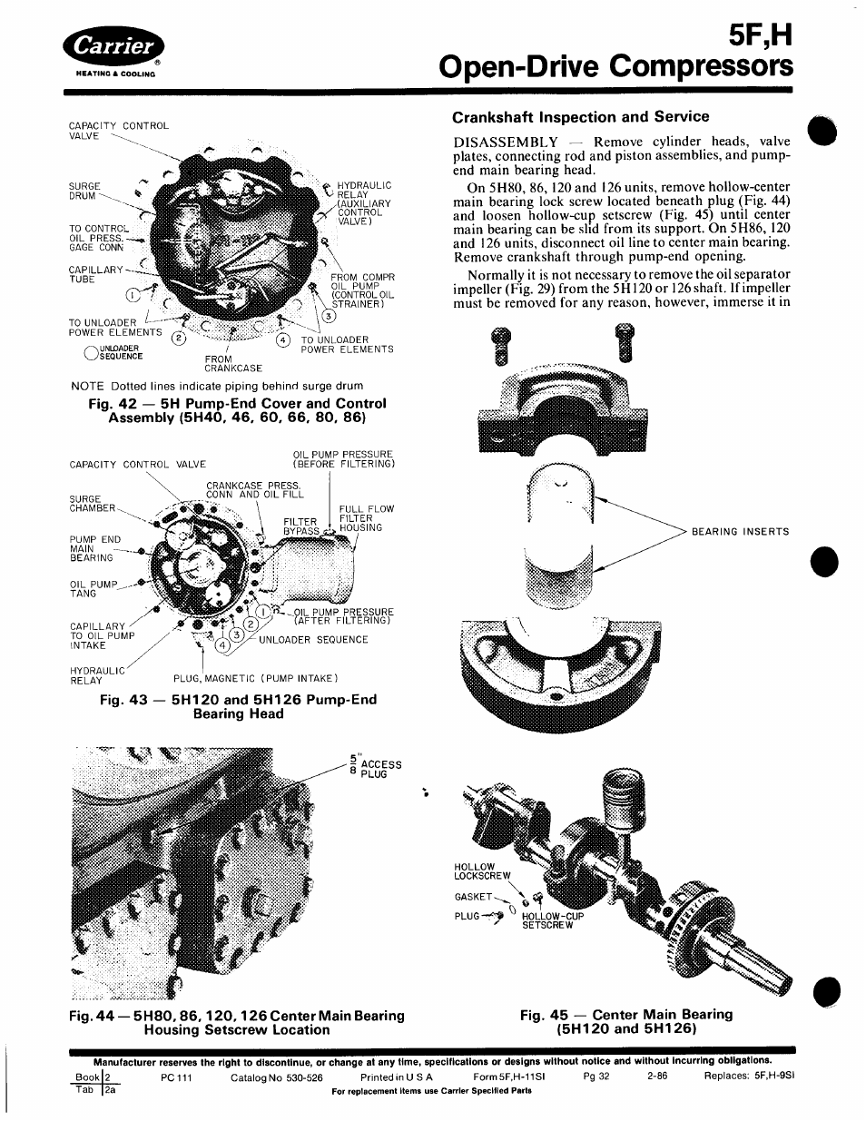 Crankshaft inspection and service, 5f,h open-drive compressors | Carrier 5F User Manual | Page 32 / 40