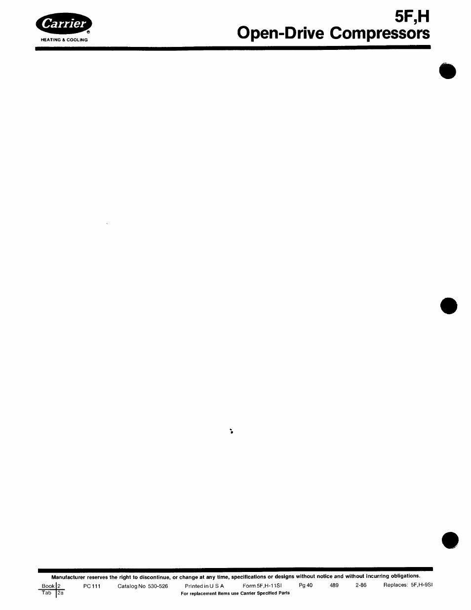 5f,h open-drive compressors | Carrier 5F User Manual | Page 40 / 40