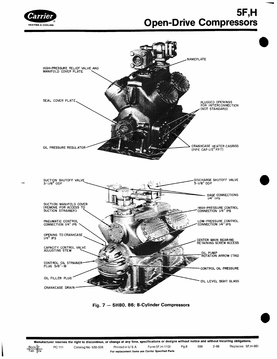 5f,h open-drive compressors | Carrier 5F User Manual | Page 8 / 40