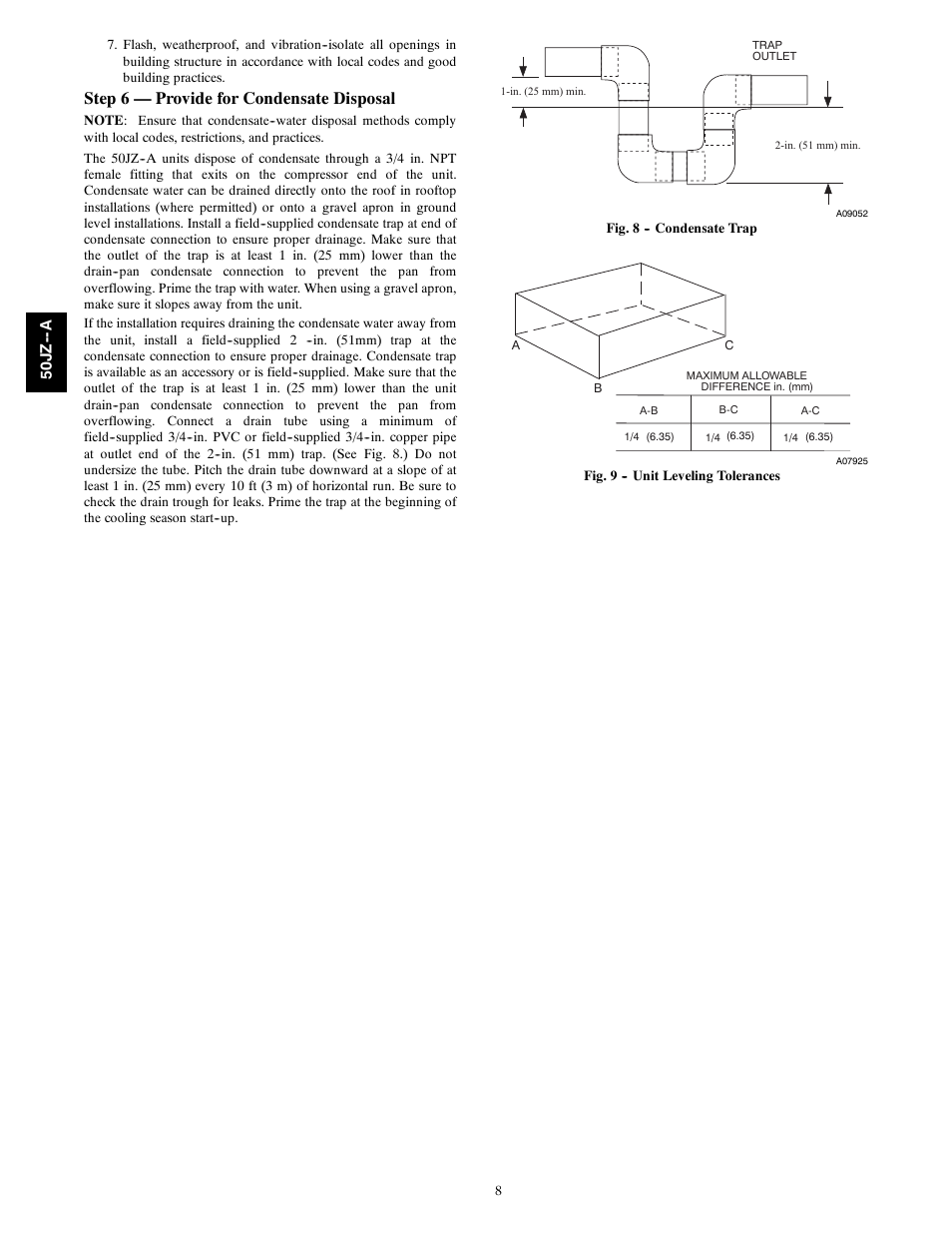 Step 6 — provide for condensate disposal | Carrier 50JZ-A User Manual | Page 8 / 24