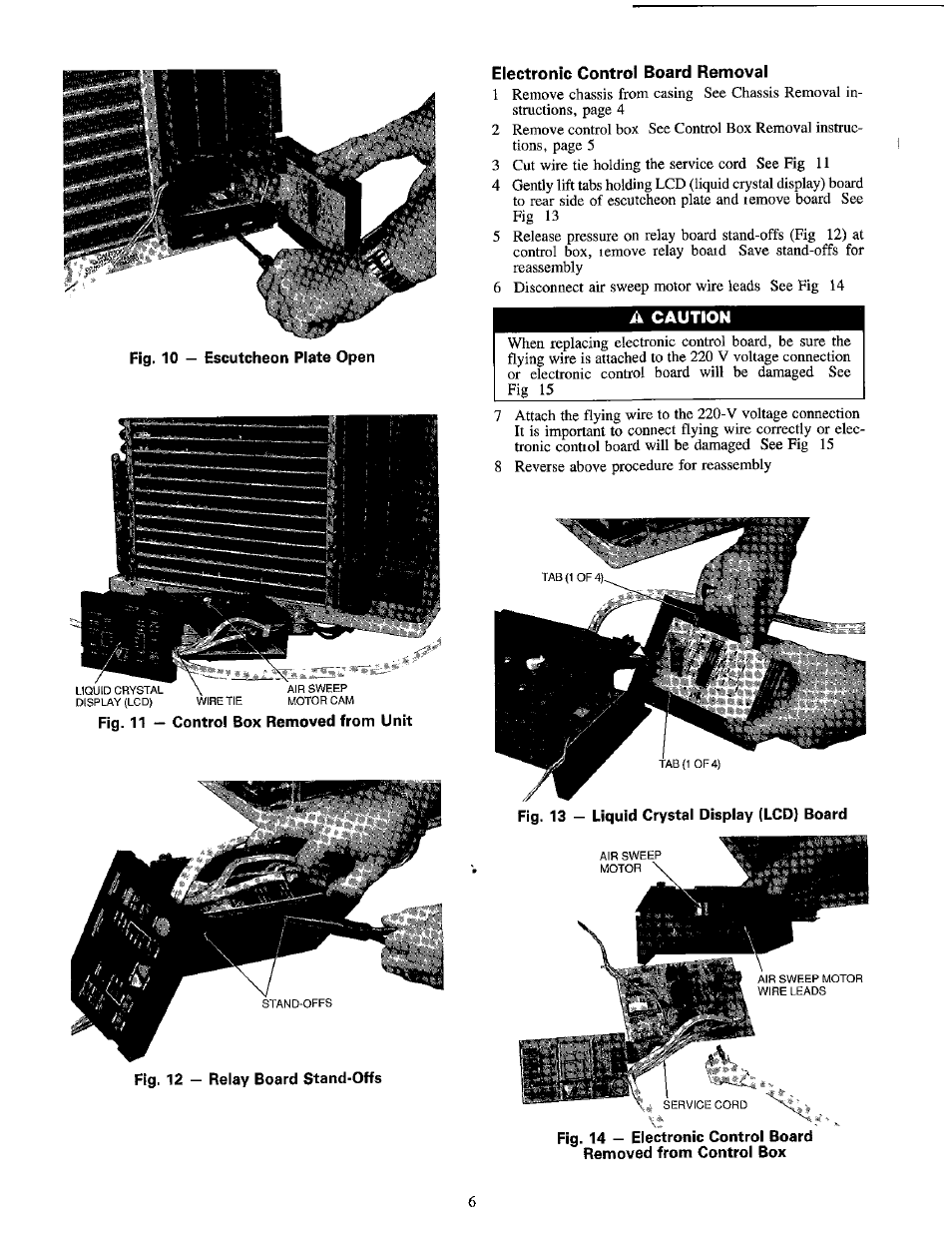 Electronic control board removal, A caution, N 1 i | Carrier 1995 Room Air User Manual | Page 6 / 12