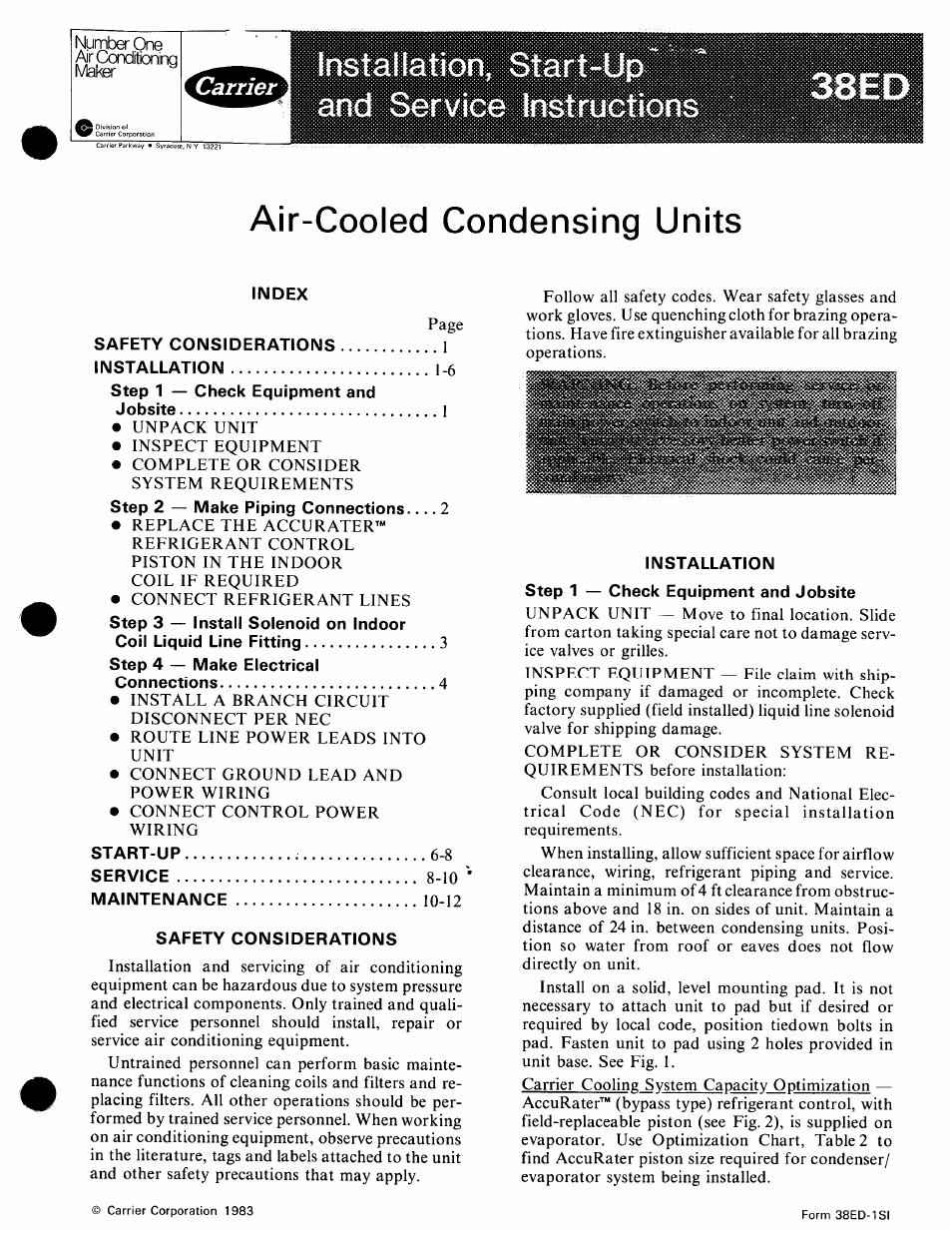 Carrier 38ED User Manual | 12 pages