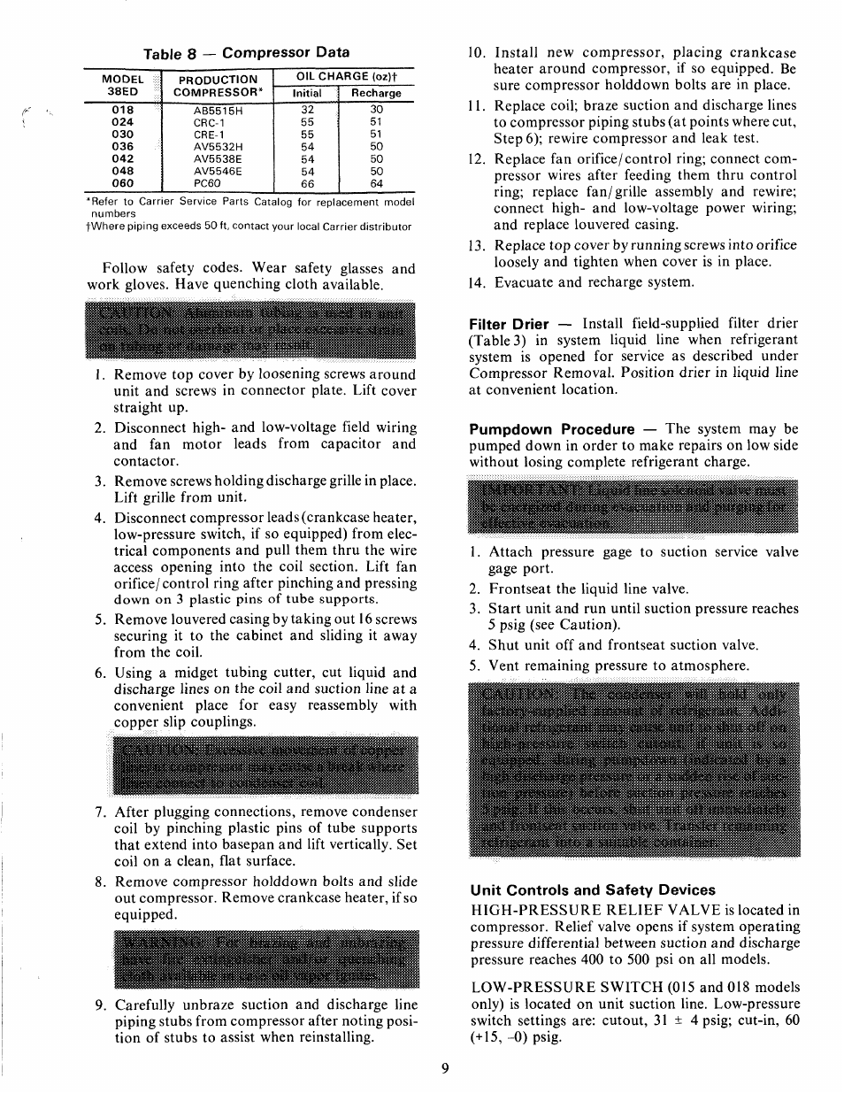 Unit controls and safety devices | Carrier 38ED User Manual | Page 9 / 12