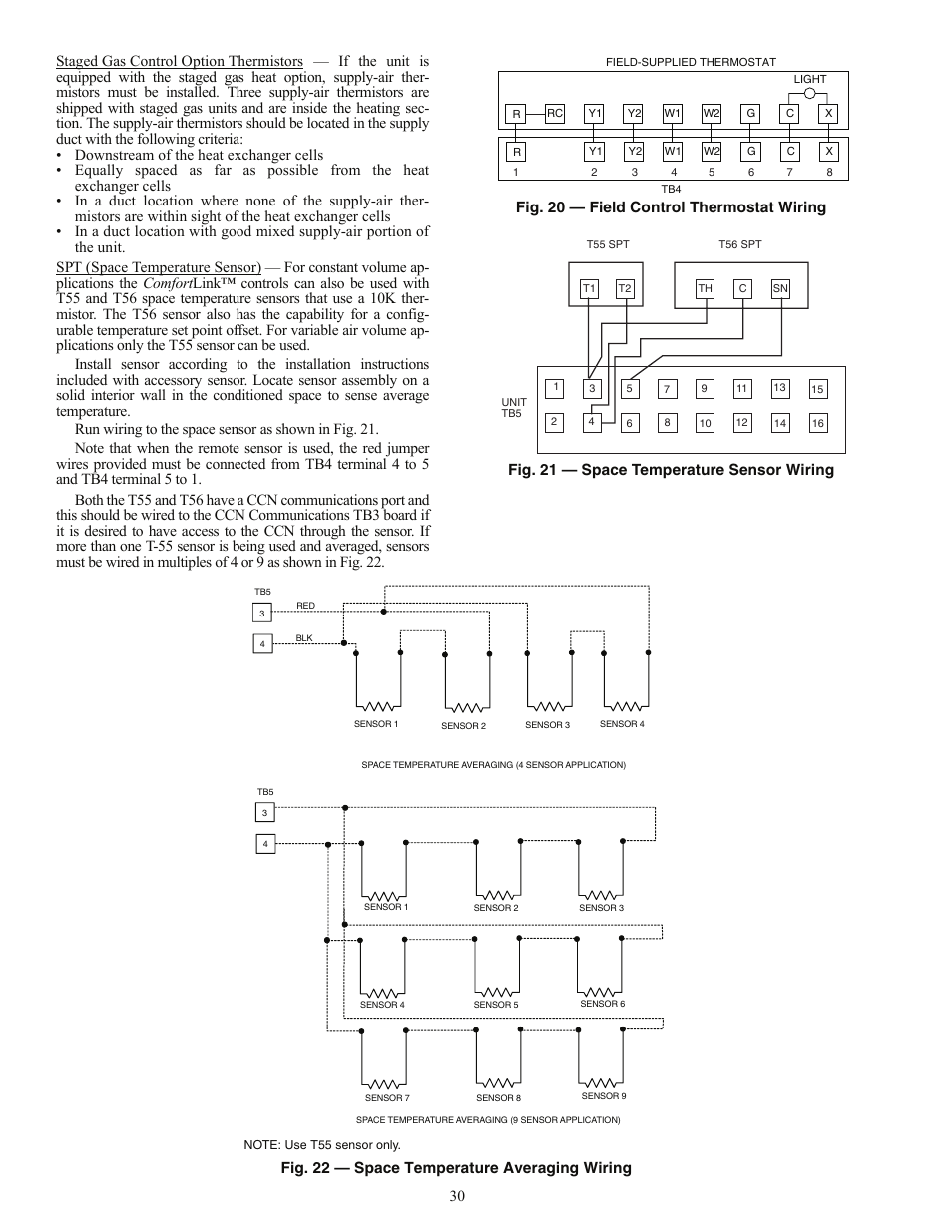 Fig. 22 — space temperature averaging wiring | Carrier WEATHERMAKER 48AJ User Manual | Page 30 / 36