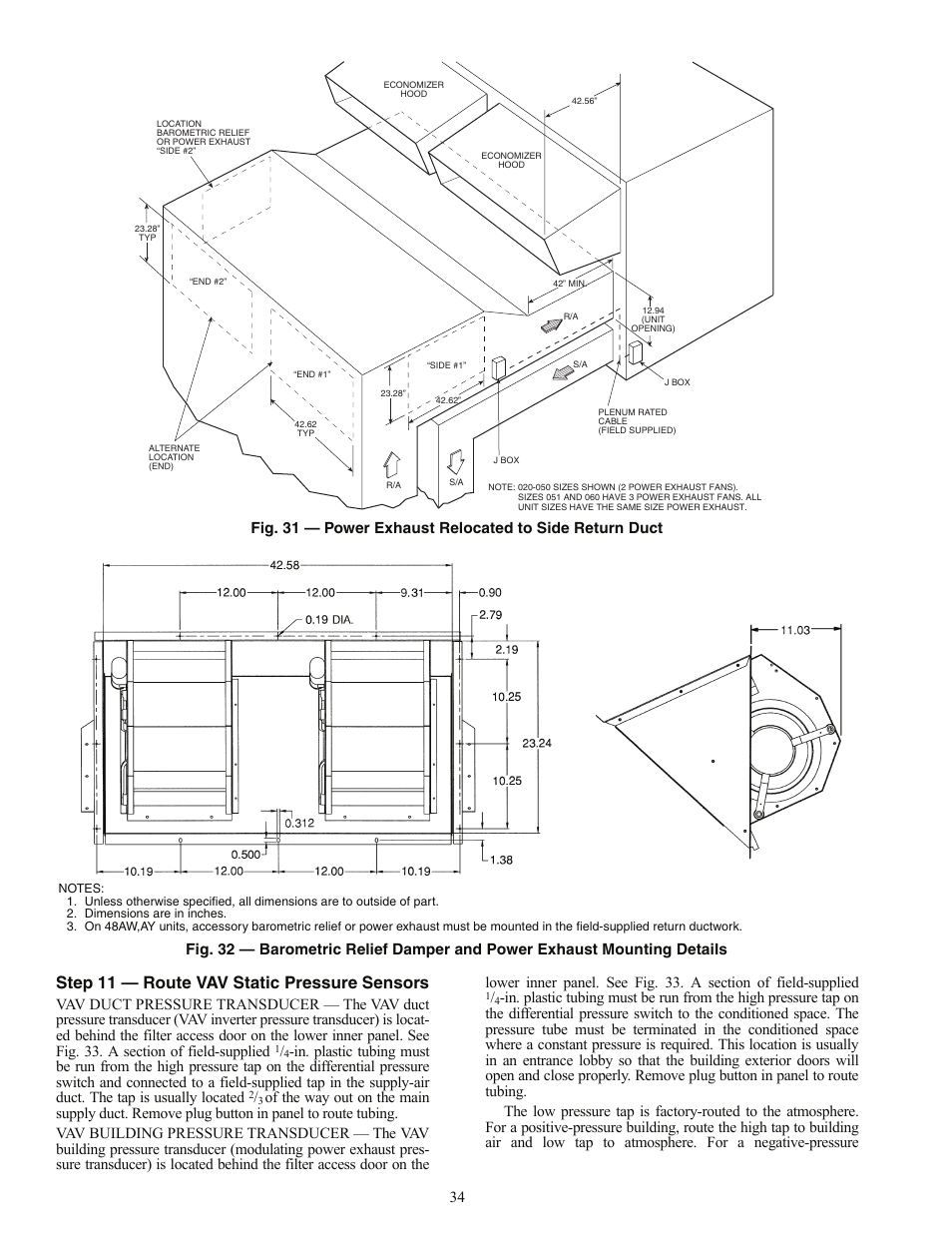 Step 11 — route vav static pressure sensors | Carrier WEATHERMAKER 48AJ User Manual | Page 34 / 36