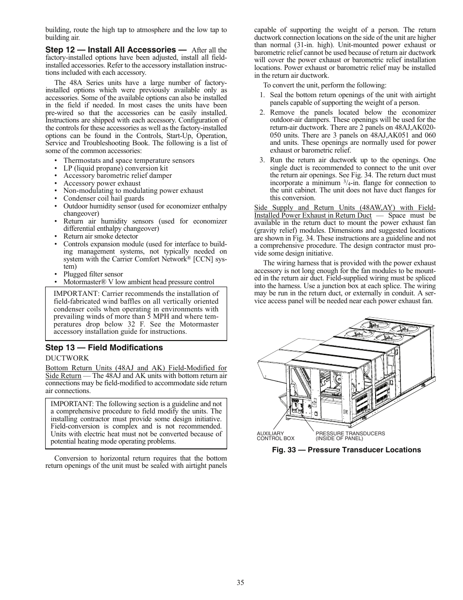Carrier WEATHERMAKER 48AJ User Manual | Page 35 / 36