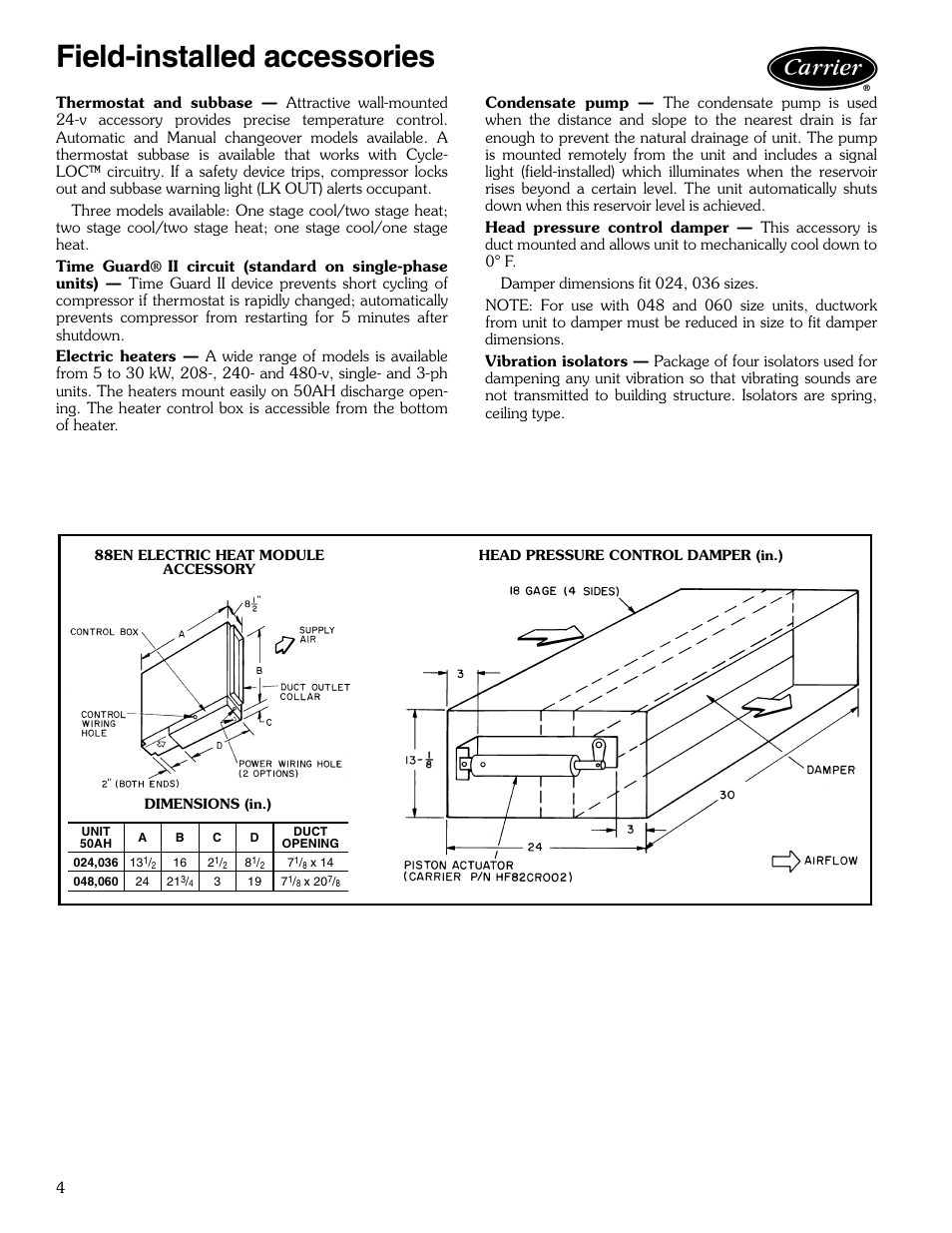 Field-installed accessories | Carrier 50AH User Manual | Page 4 / 16