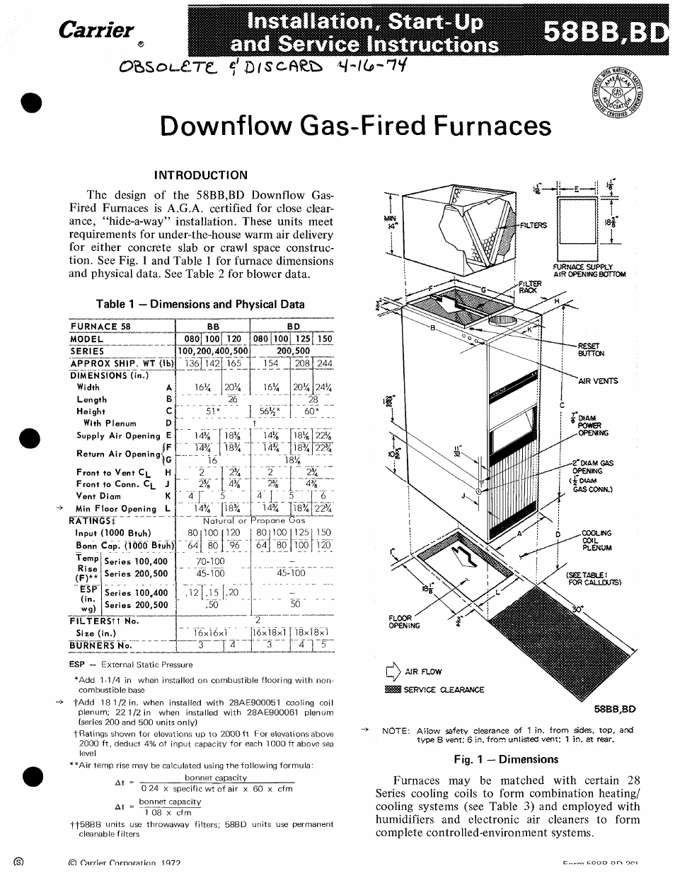 Carrier 58BB User Manual | 11 pages