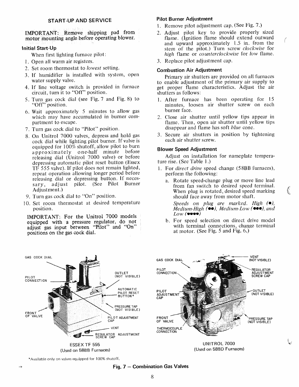 Initial start-up | Carrier 58BB User Manual | Page 8 / 11