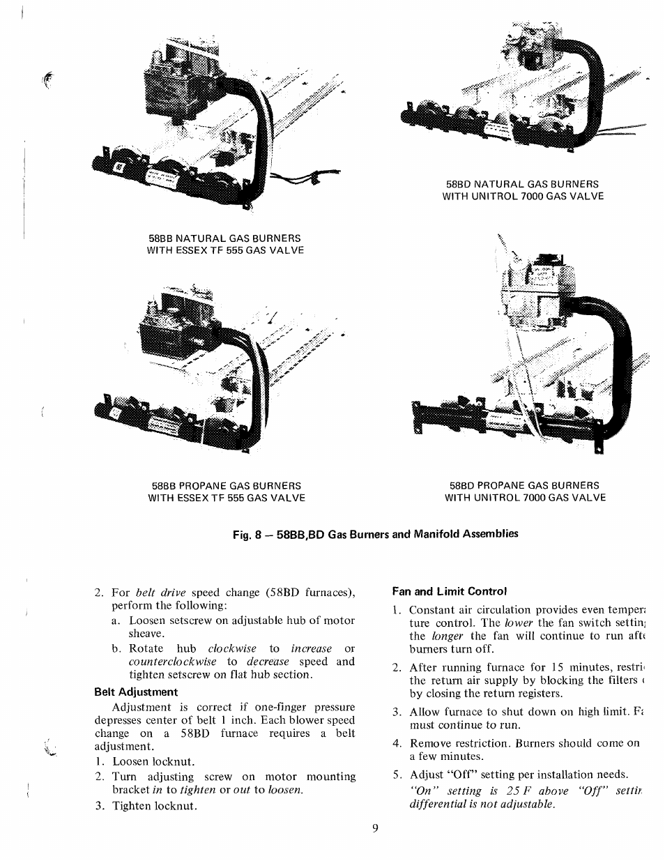 Fan and limit control | Carrier 58BB User Manual | Page 9 / 11