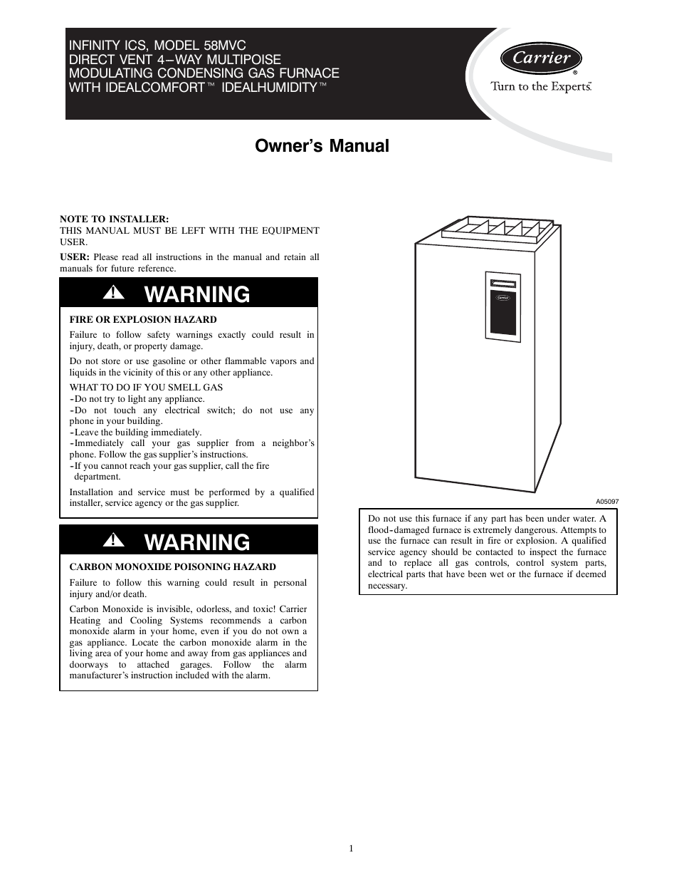 Carrier 58MVC User Manual | 14 pages