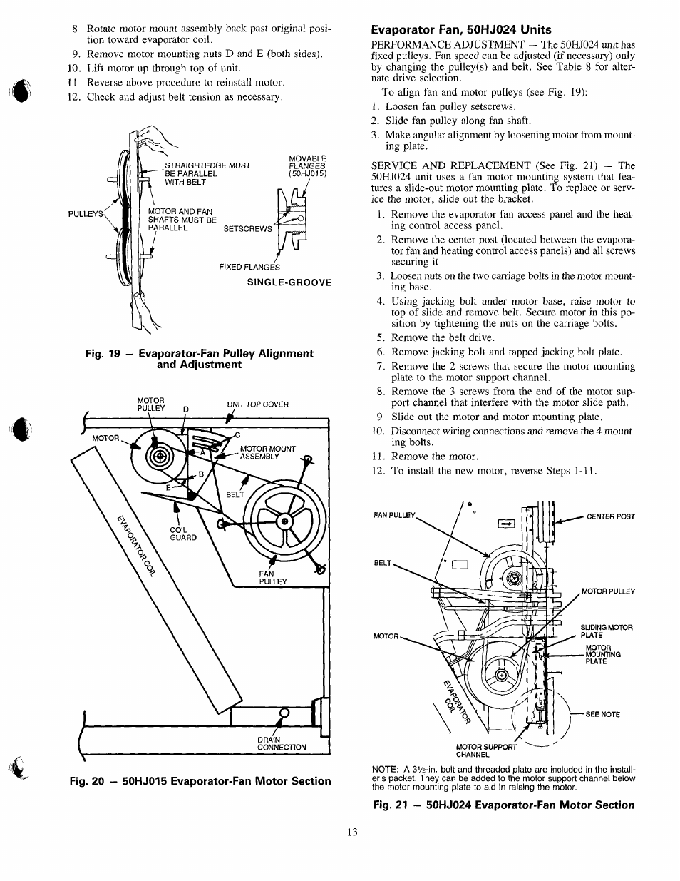 Evaporator fan, 50hj024 units | Carrier 50HJ015 User Manual | Page 13 / 18
