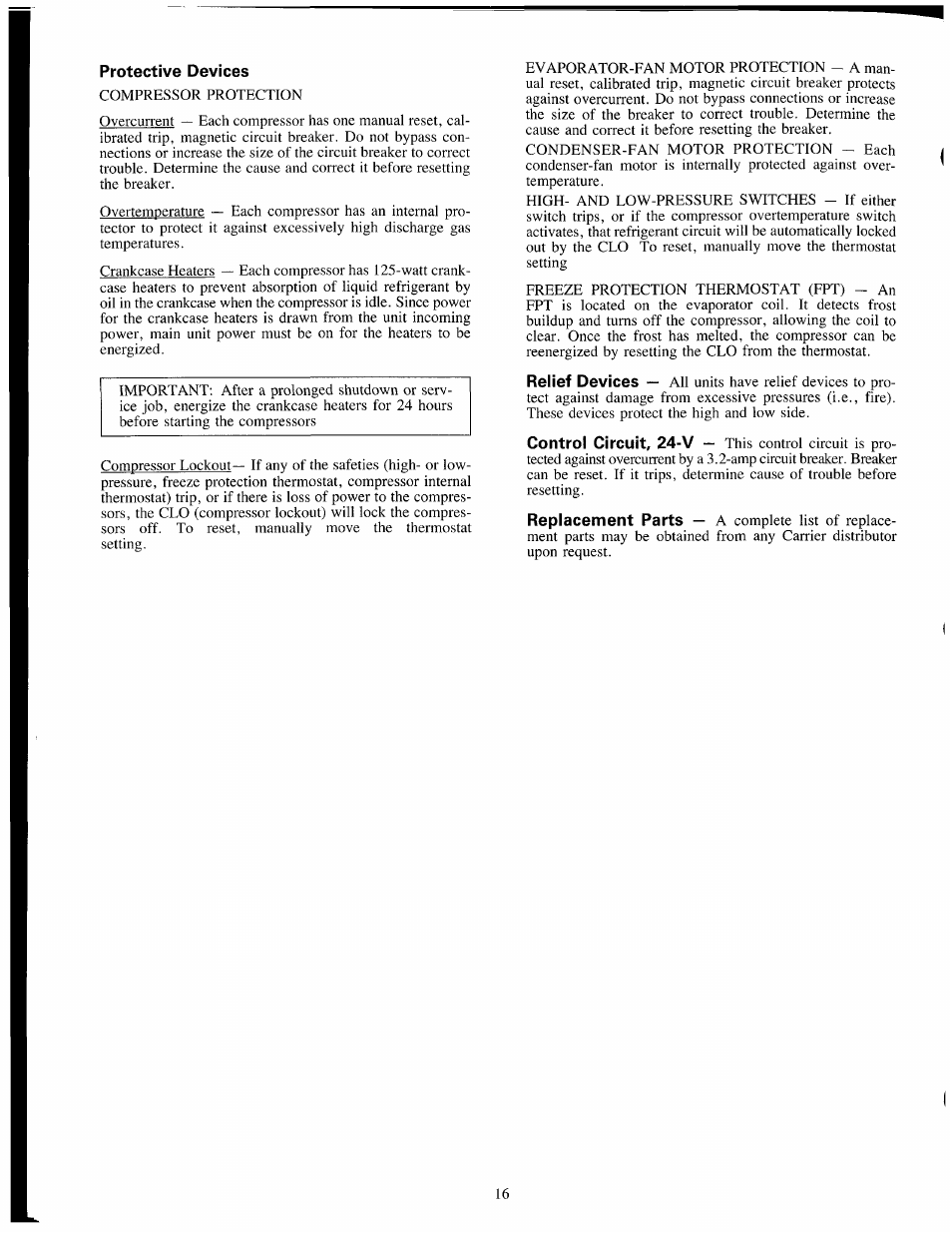 Protective devices | Carrier 50HJ015 User Manual | Page 16 / 18