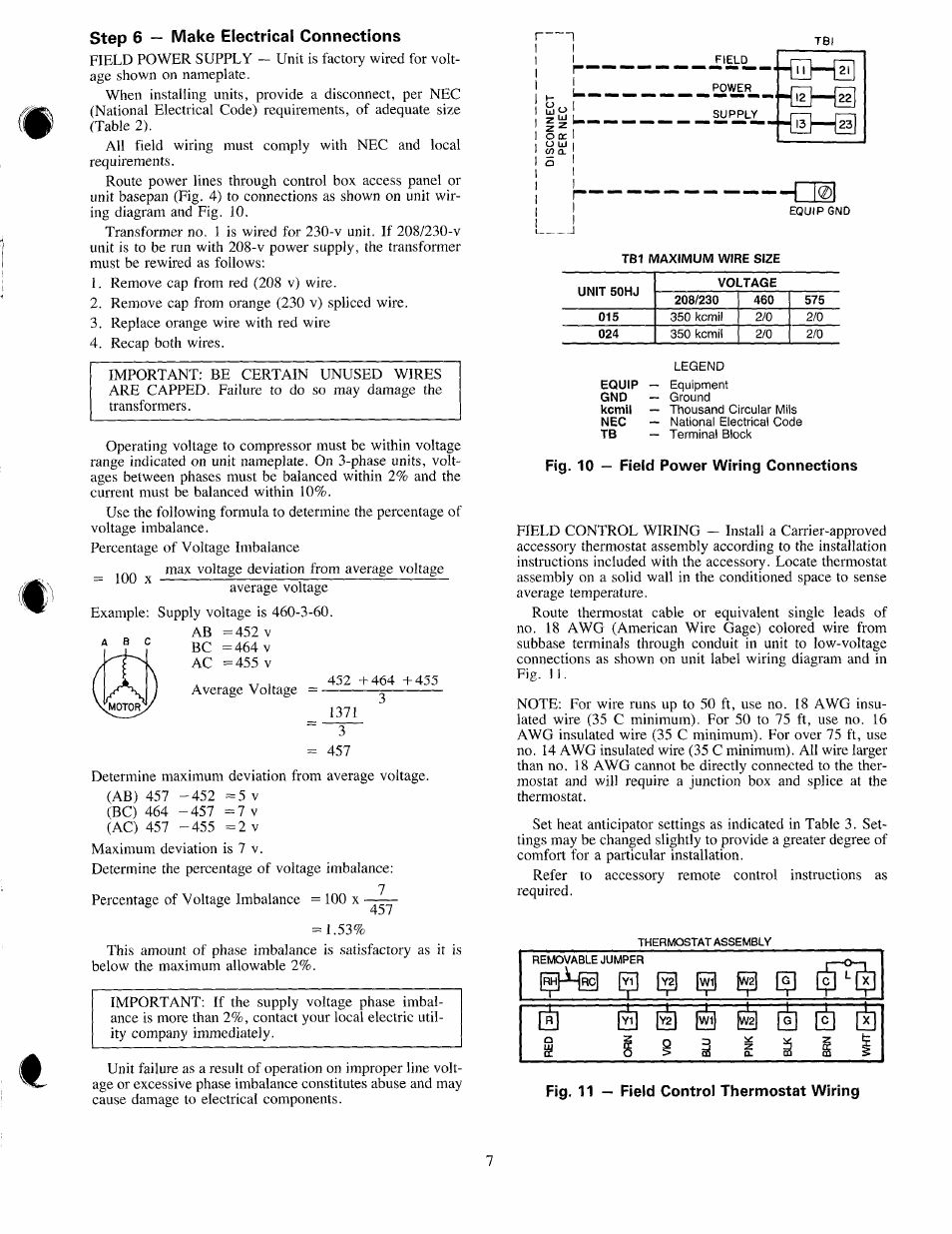 Step 6 — make electrical connections, Fig. 10 — field power wiring connections, Step 6 | Make electrical connections | Carrier 50HJ015 User Manual | Page 7 / 18