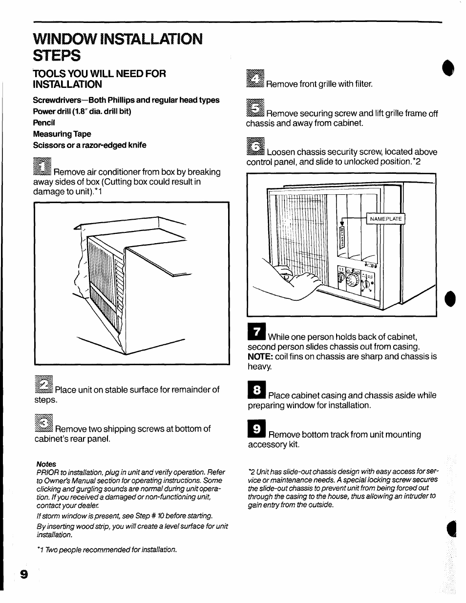 Window installation steps, Tools you will need for installation, Window installation | Carrier 51QC/QG User Manual | Page 10 / 15