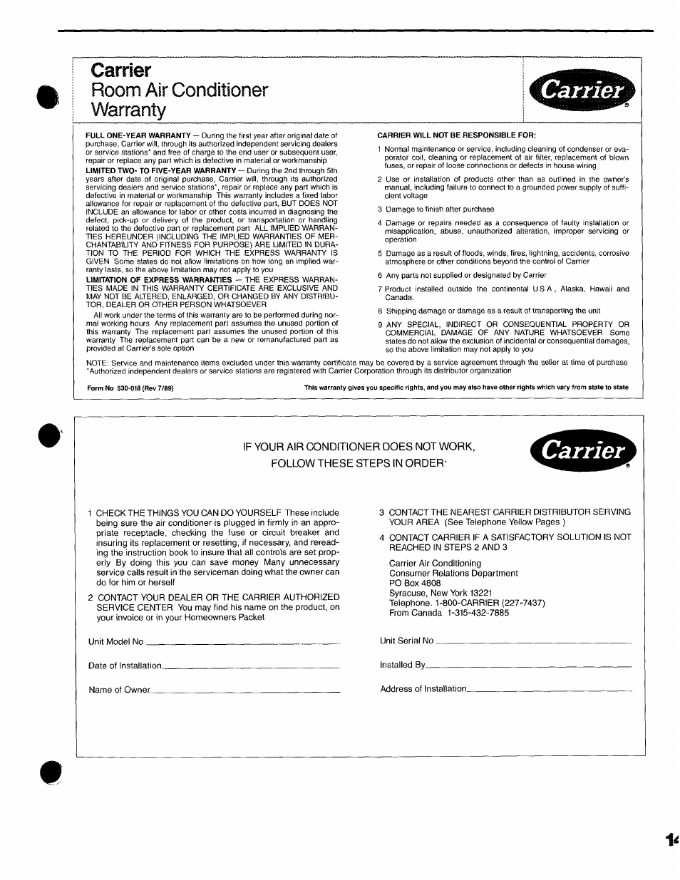 Carrier 51QC/QG User Manual | Page 14 / 15