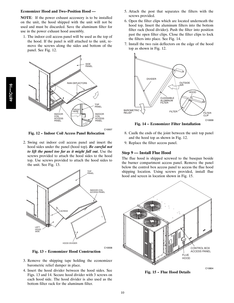 Step 9 — install flue hood | Carrier 48TC**16 User Manual | Page 10 / 48