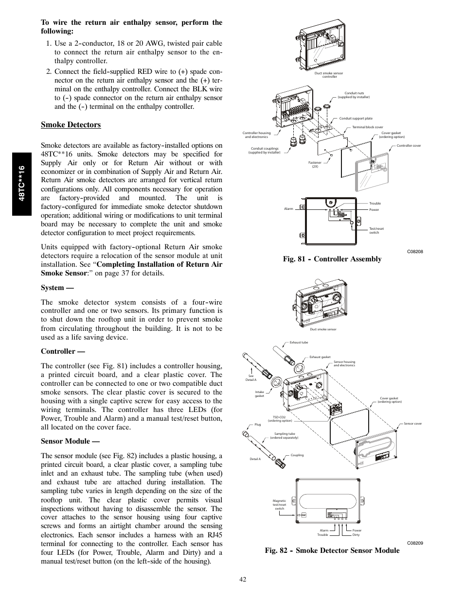Smoke detectors | Carrier 48TC**16 User Manual | Page 42 / 48