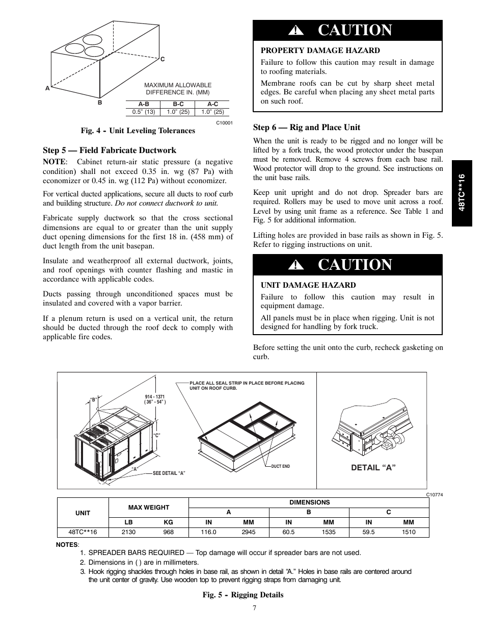Caution | Carrier 48TC**16 User Manual | Page 7 / 48