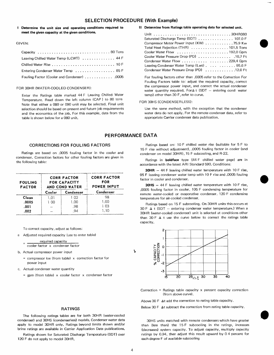 Selection procedure (with example), Performance data | Carrier 30HR User Manual | Page 4 / 20