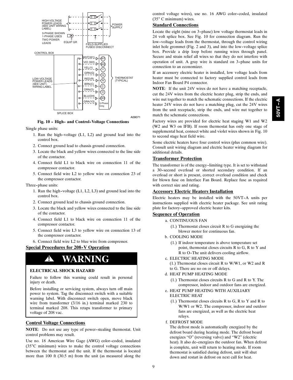 Warning | Carrier PERFORMANCE 50VT-A User Manual | Page 9 / 32