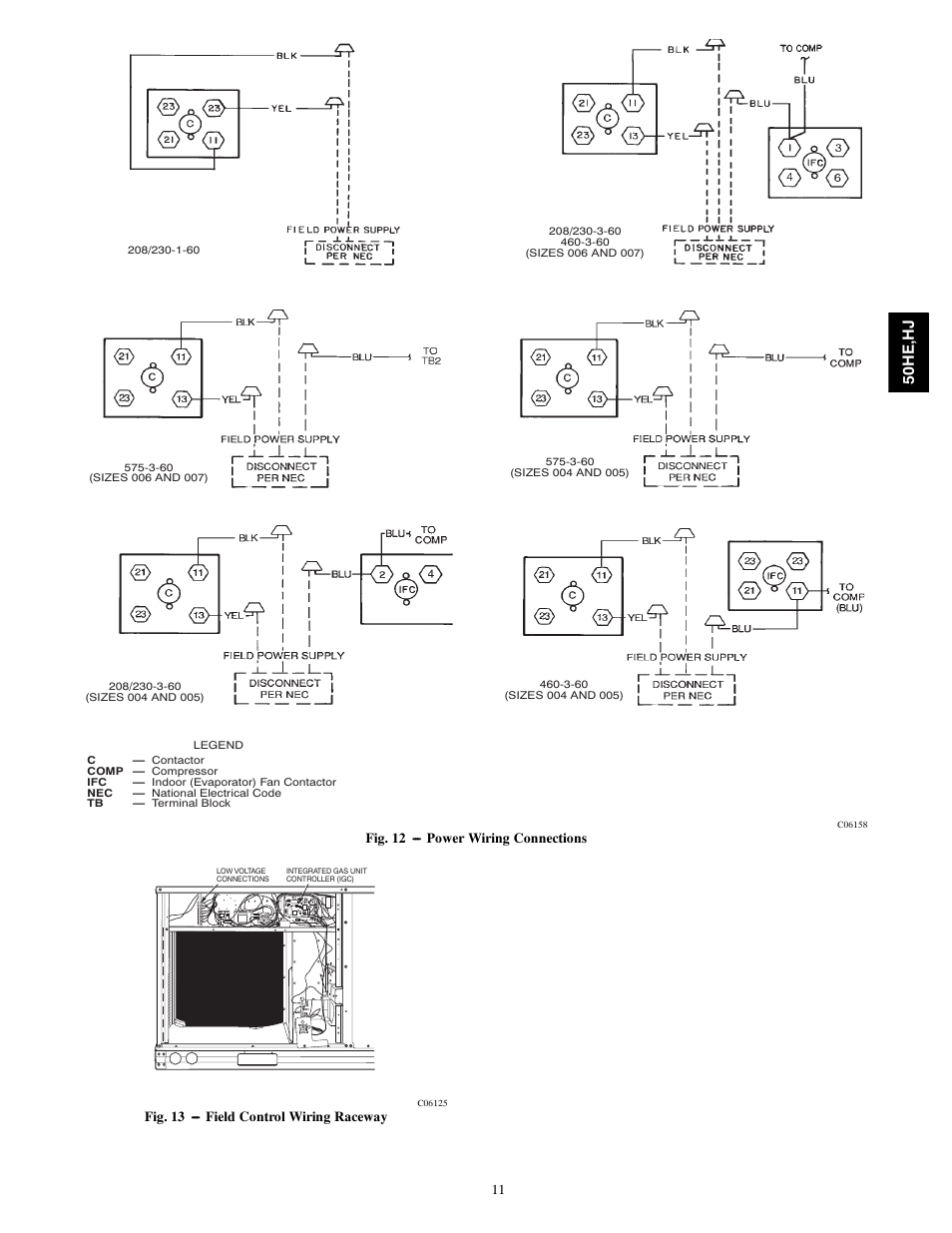 50h e, h j | Carrier 50HE003-006 User Manual | Page 11 / 72