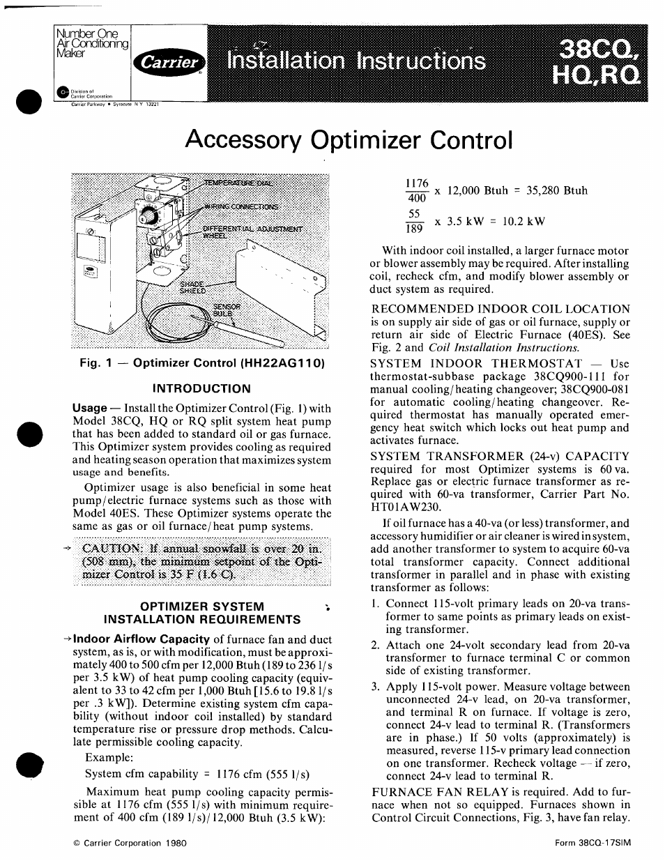 Carrier 38CQ User Manual | 2 pages