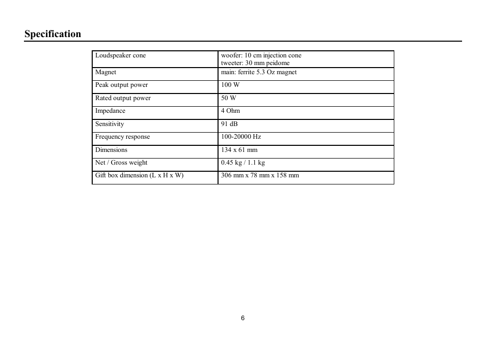 Specification | Hyundai H-CSB402 User Manual | Page 6 / 12
