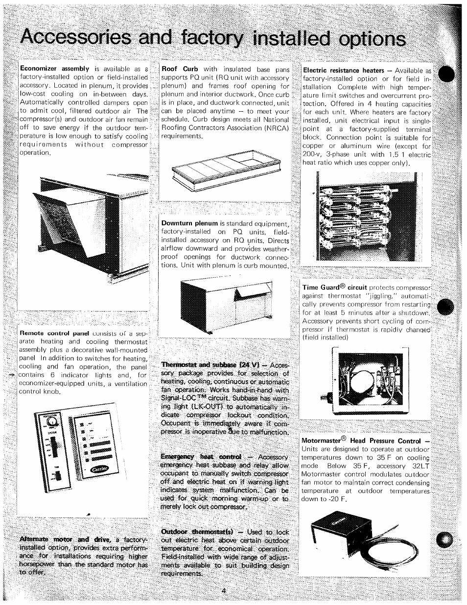 Accessories and factory installed options | Carrier 50PQ User Manual | Page 4 / 16