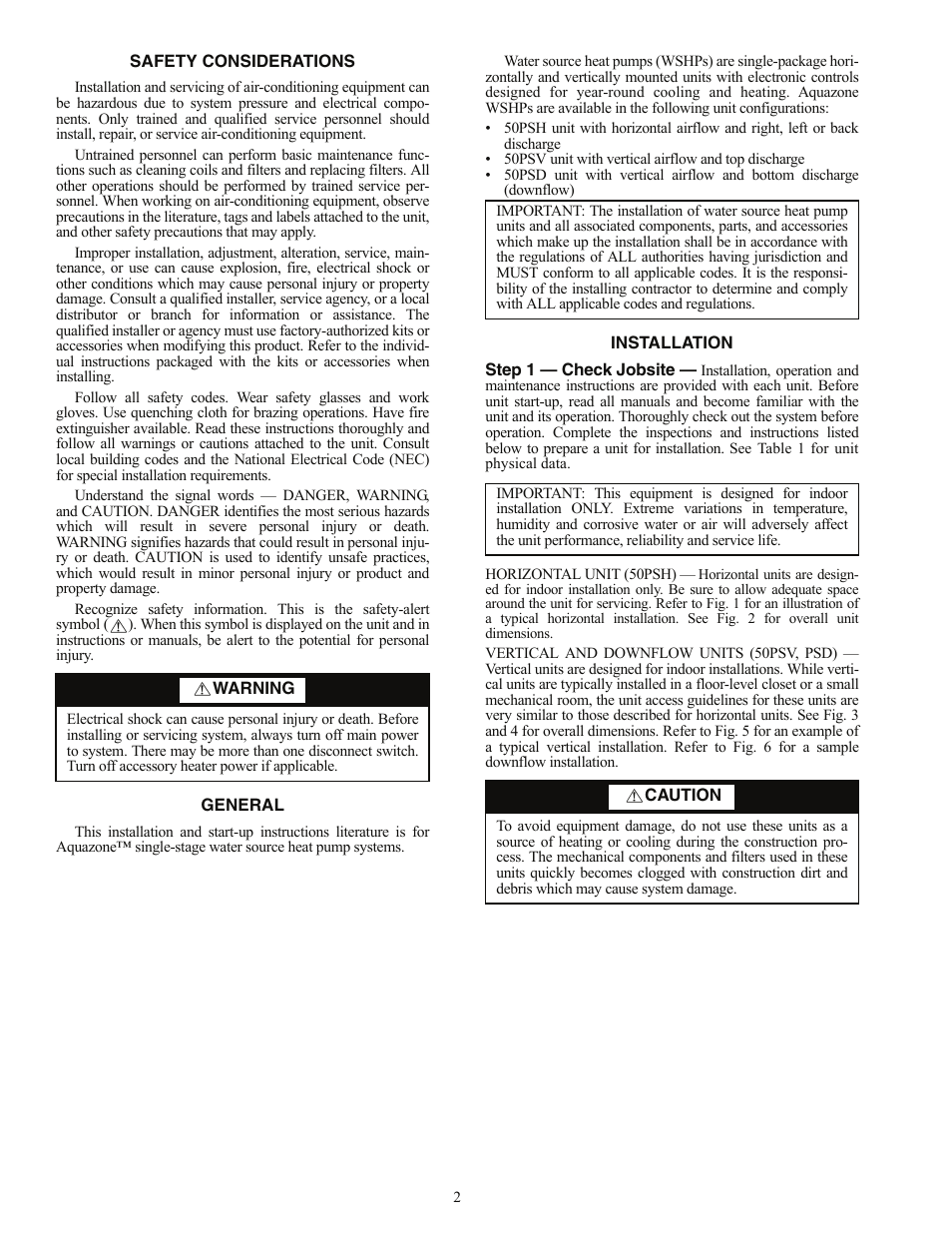 Carrier AQUAZONE PSV User Manual | Page 2 / 68