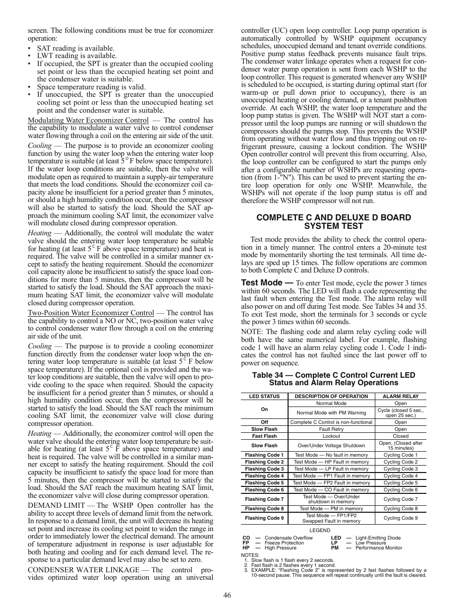 Complete c and deluxe d board system test, Test mode | Carrier AQUAZONE PSV User Manual | Page 46 / 68