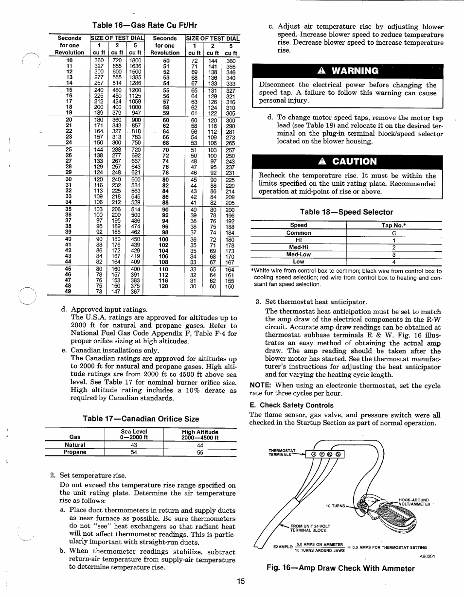 A warning, A caution | Carrier 58PAV User Manual | Page 15 / 16