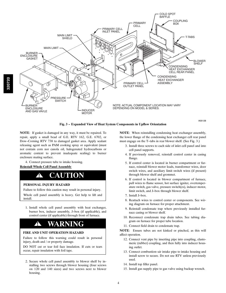 Caution, Warning | Carrier 320720---751 THRU ---761 User Manual | Page 4 / 6