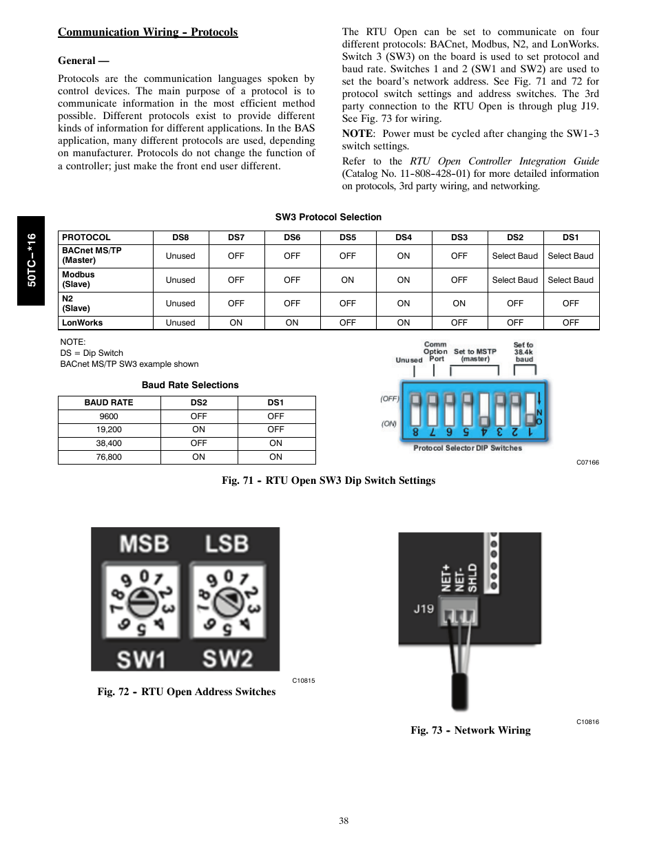 Communication wiring -- protocols | Carrier 50TC User Manual | Page 38 / 48