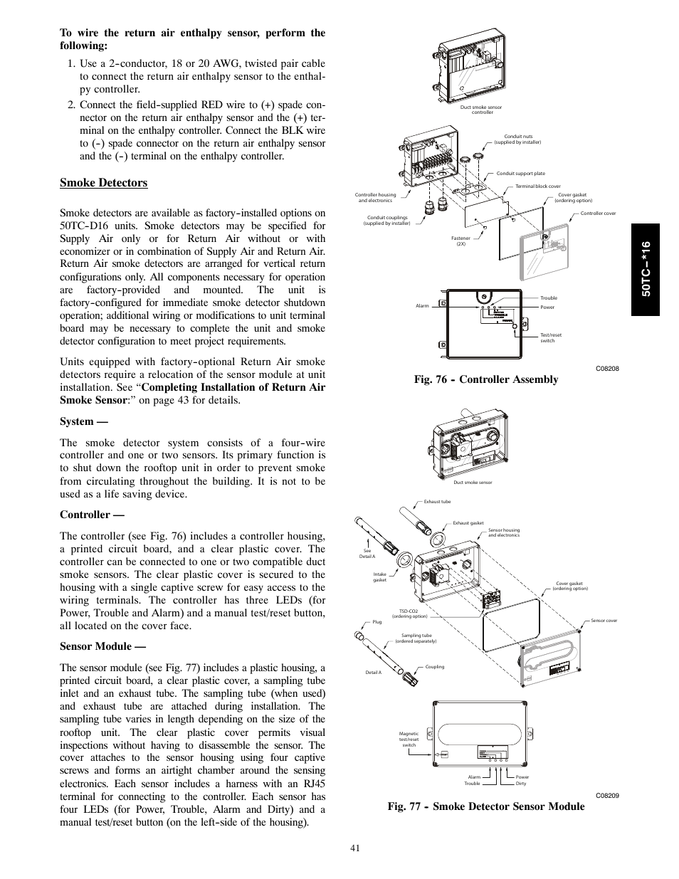 Smoke detectors | Carrier 50TC User Manual | Page 41 / 48