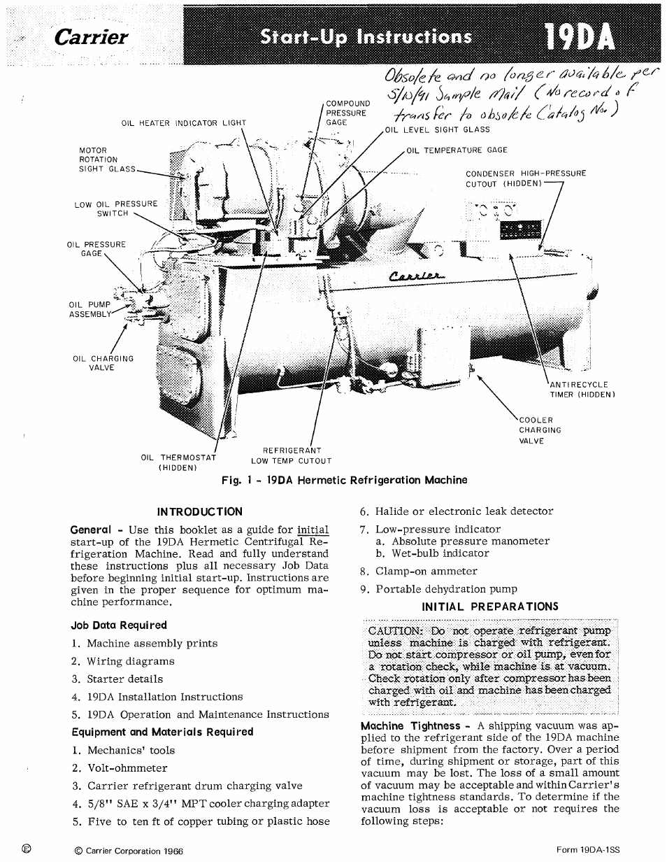 Carrier 19DA User Manual | 12 pages