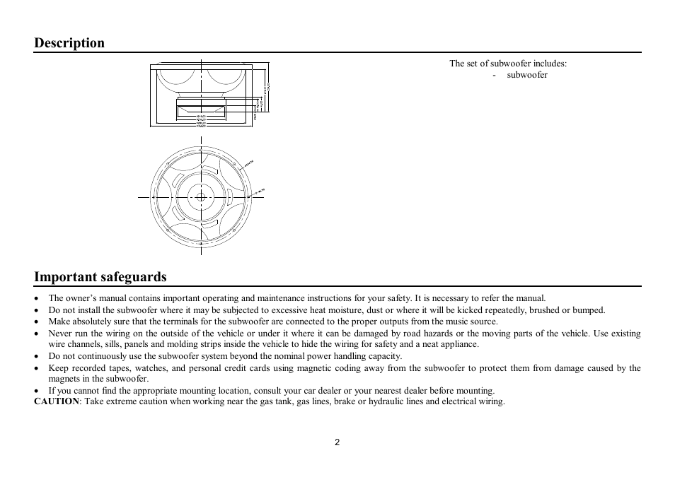 Description, Important safeguards | Hyundai H-CSP121 User Manual | Page 2 / 7