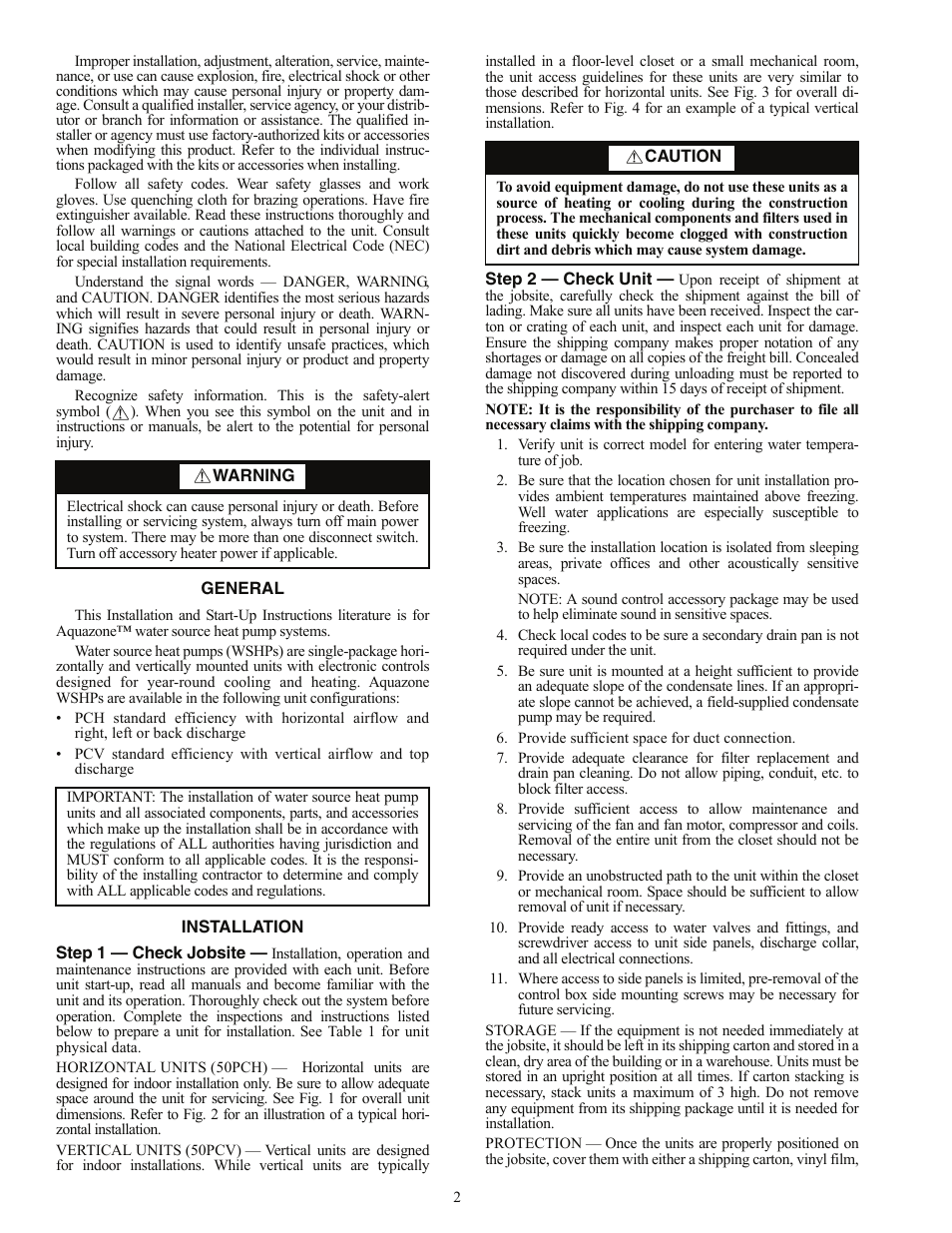 Carrier AQUAZONE PCV015-060 User Manual | Page 2 / 52