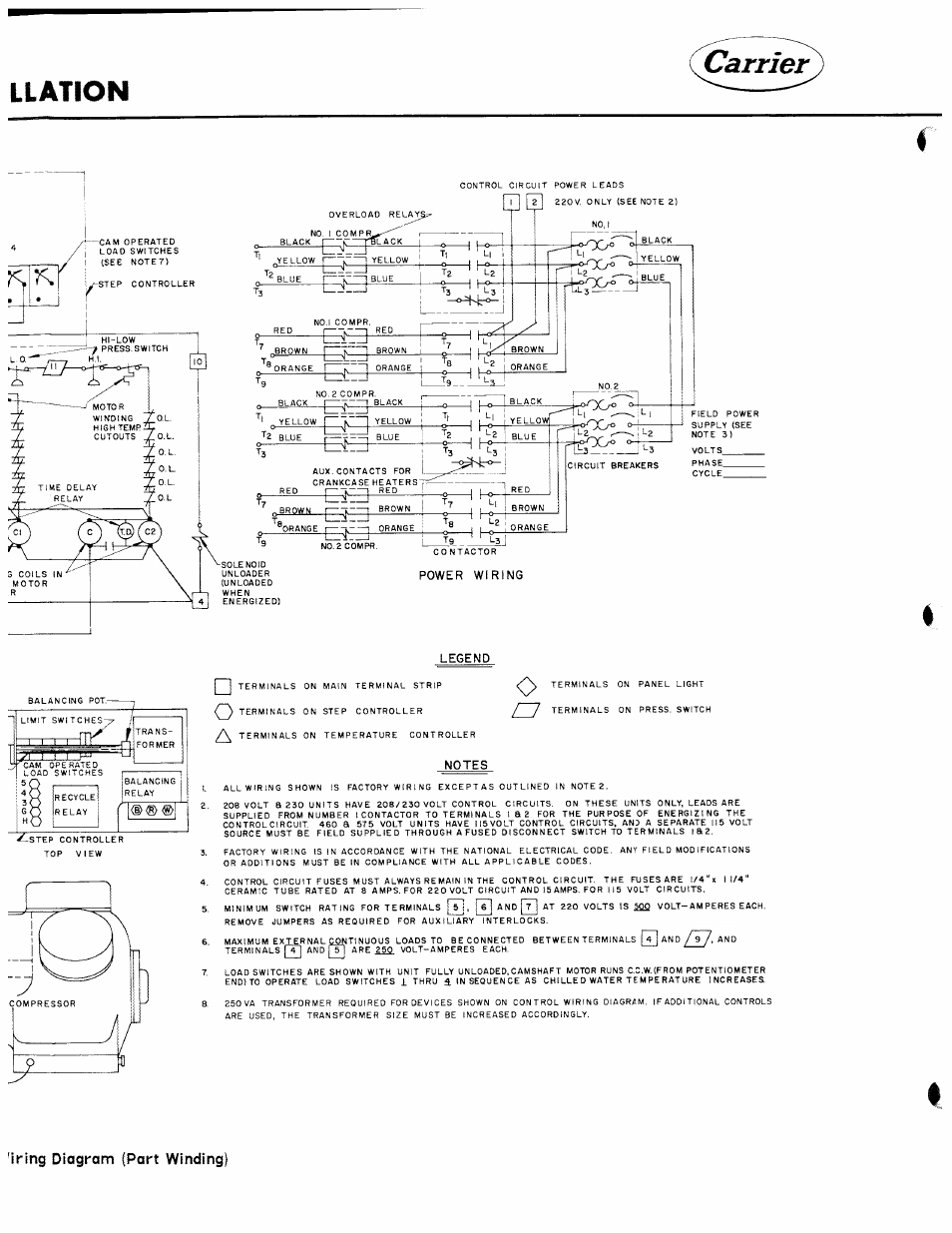 Llation, Carrier, Xi-i | Lu u, Тф ш, Ring diagram (part winding) | Carrier 30HH User Manual | Page 34 / 49